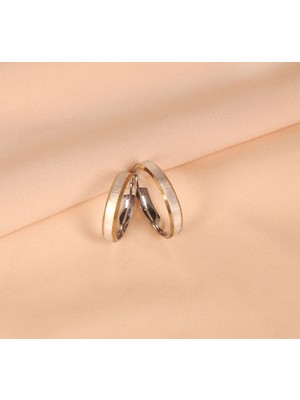 Iki Kenarı Altın Ramk Kaplamalı Kadın Gümüş Yüzüğü