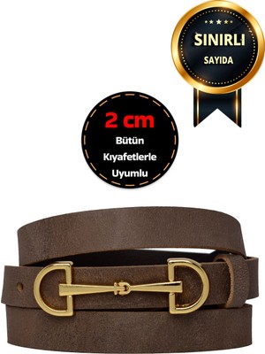 %100 Hakiki Yumuşak Nubuk Deri, 2 cm Nubuk Kahve Kadın Kemeri; Elbise, Pantolon Kemeri D&dgold