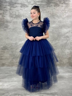 Kız Çocuk Eslem Model Kat Kat Elbise Tokalı