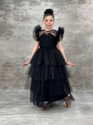 Kız Çocuk Eslem Model Kat Kat Elbise Tokalı