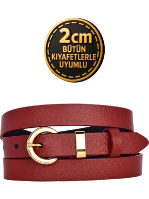 %100 Hakiki Deri Gold Renk Takım Köprülü Kırmızı Kadın Kemeri 2cm Bütün Kıyafetlere Uyar_kilit-Gold