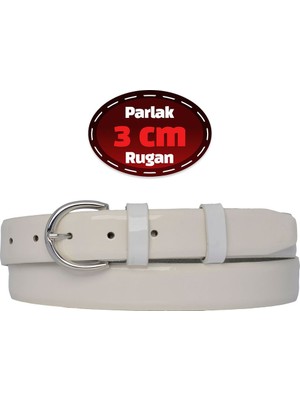 %100 Hakiki Deri, 3 cm Beyaz Rugan Klasik Kadın Kemeri, Business, Iş Kadını, Kumaş, Takım KEMERI-R01