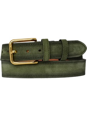 %100 Hakiki Deri, Gold Tokalı 4 cm Süet Açık Yeşil Kadın Kemeri; Kot, Spor Kemer=süet.76.açık.yeşil