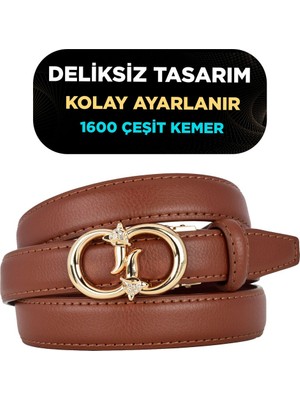 Otomatik Tokalı, Deliksiz Taba Kadın Kemeri, Pantolon Kemeri, Elbise Kemeri, 2.5 Cm_auto