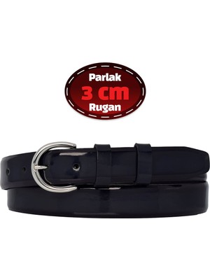 %100 Hakiki Deri, 3 cm Lacivert Rugan Klasik Kadın Kemeri, Business, Kumaş, Takım KEMERI-R01