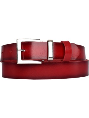 %100 Hakiki Deri, Gümüş Takım Tokalı 3 cm Kırmızı Kadın Kemeri; Elbise, Pantolon Kemeri=3cm-Kdn-48