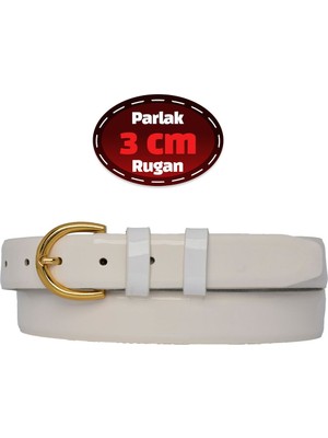 %100 Hakiki Deri, 3 cm Beyaz Rugan Klasik Kadın Kemeri, Business, Iş Kadını, Kumaş, Takım KEMERI-R02
