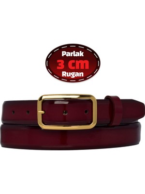 %100 Hakiki Deri, 3 cm Bordo Rugan Klasik Kadın Kemeri, Business, Iş Kadını, Kumaş, Takım KEMERI-R50