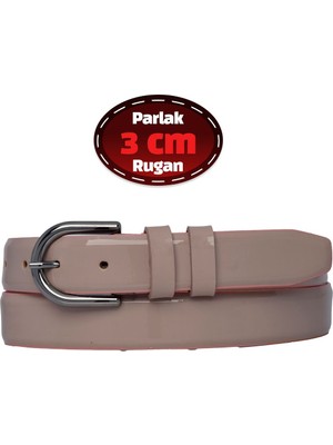 %100 Hakiki Deri, 3 cm Pudra Rugan Klasik Kadın Kemeri, Business, Iş Kadını, Kumaş, Takım KEMERI-R21
