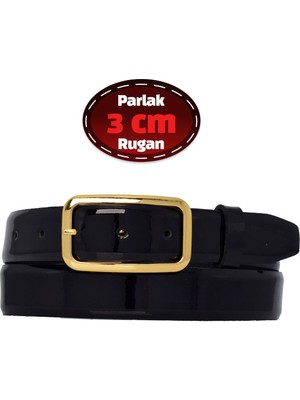 %100 Hakiki Deri, 3 cm Siyah Rugan Klasik Kadın Kemeri, Business, Iş Kadını, Kumaş, Takım KEMERI-R50