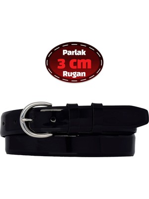 %100 Hakiki Deri, 3 cm Siyah Rugan Klasik Kadın Kemeri, Business, Iş Kadını, Kumaş, Takım KEMERI-R01