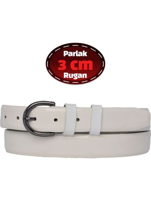 %100 Hakiki Deri, 3 cm Beyaz Rugan Klasik Kadın Kemeri, Business, Iş Kadını, Kumaş, Takım KEMERI-R03