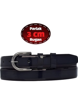 %100 Hakiki Deri, 3 cm Lacivert Rugan Klasik Kadın Kemeri, Business, Kumaş, Takım KEMERI-R21