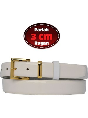 %100 Hakiki Deri, 3 cm Beyaz Rugan Klasik Kadın Kemeri, Business, Iş Kadını, Kumaş, Takım KEMERI-R47