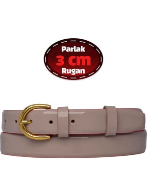 %100 Hakiki Deri, 3 cm Pudra Rugan Klasik Kadın Kemeri, Business, Iş Kadını, Kumaş, Takım KEMERI-R02