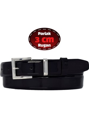 %100 Hakiki Deri, 3 cm Siyah Rugan Klasik Kadın Kemeri, Business, Iş Kadını, Kumaş, Takım KEMERI-R48