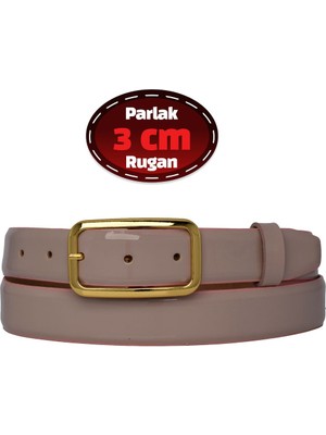 %100 Hakiki Deri, 3 cm Pudra Rugan Klasik Kadın Kemeri, Business, Iş Kadını, Kumaş, Takım KEMERI-R50