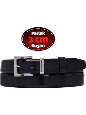 %100 Hakiki Deri, 3 cm Lacivert Rugan Klasik Kadın Kemeri, Business, Kumaş, Takım KEMERI-R48