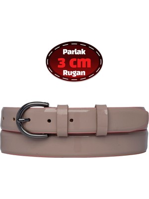 %100 Hakiki Deri, 3 cm Pudra Rugan Klasik Kadın Kemeri, Business, Iş Kadını, Kumaş, Takım KEMERI-R03