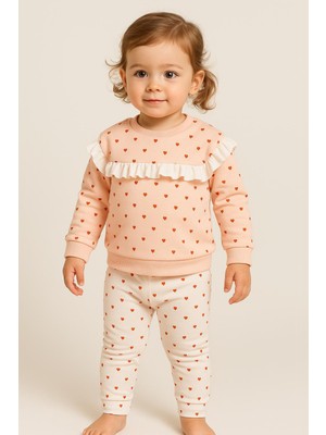 Kız Bebek Çocuk Heart Pattern Bolera Angel Takım