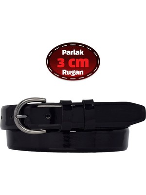 %100 Hakiki Deri, 3 cm Siyah Rugan Klasik Kadın Kemeri, Business, Iş Kadını, Kumaş, Takım KEMERI-R03