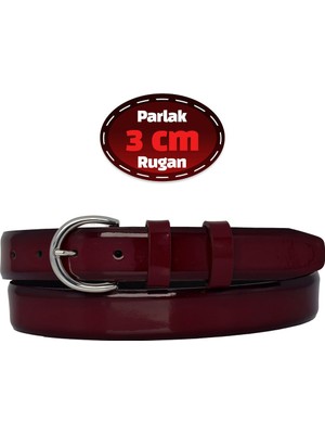 %100 Hakiki Deri, 3 cm Bordo Rugan Klasik Kadın Kemeri, Business, Iş Kadını, Kumaş, Takım KEMERI-R01