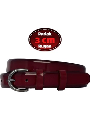 %100 Hakiki Deri, 3 cm Bordo Rugan Klasik Kadın Kemeri, Business, Iş Kadını, Kumaş, Takım KEMERI-R03