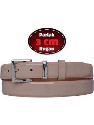 %100 Hakiki Deri, 3 cm Pudra Rugan Klasik Kadın Kemeri, Business, Iş Kadını, Kumaş, Takım KEMERI-R48