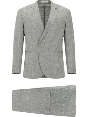 Kiğılı 6 Drop Regular Fit Standart Kesim Keten Karışımlı Kruvaze Takım Elbise