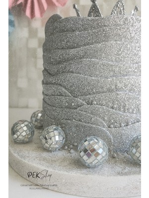 Disko Topu Pasta Süsü Aynalı Top 3cm 12LI Paket Pasta Süsleri