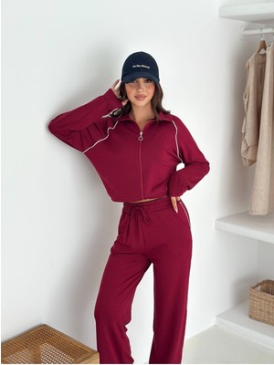 Biye Detaylı Geniş Paça Modal Kumaş Eşofman Takım