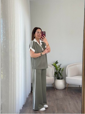 Yumuşak Doku Polo Yaka Düğmeli̇ Modal Kumaş Eşofman Takim