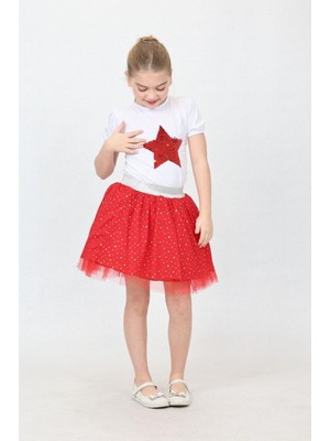 Kız Çocuk Alt Üst Takım Tshirt Etek 23 Nisan