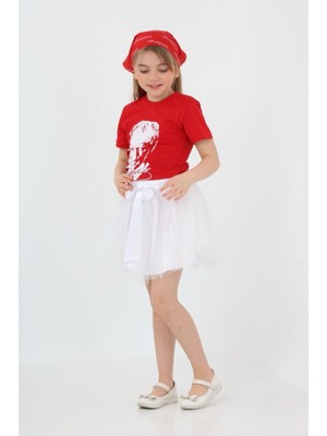 Kız Çocuk Alt Üst Takım Tshirt Etek 23 Nisan