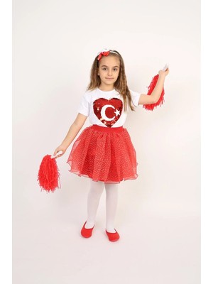 Kız Çocuk Tişört Etek Takım 23 Nisan 29 Ekim Gösteri Kıyafeti NBL24