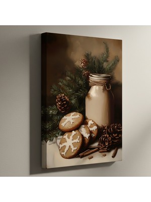 Kışlık Tatlılar ve Çam Kozalağı Natürmort Tablosu