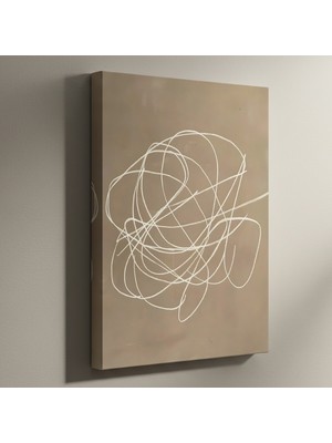 Soyut Minimalist Beyaz ve Toprak Tonları Tablosu