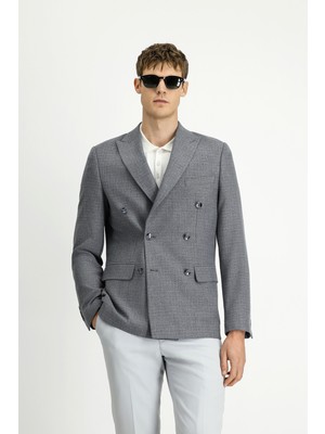 Regular Fit Desenli Kruvaze Ceket