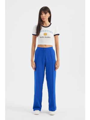 Hiccup Kadın Baskılı Kısa Tişört Beyaz