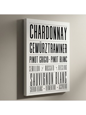 Beyaz Şarap Çeşitleri Minimalist Tablosu