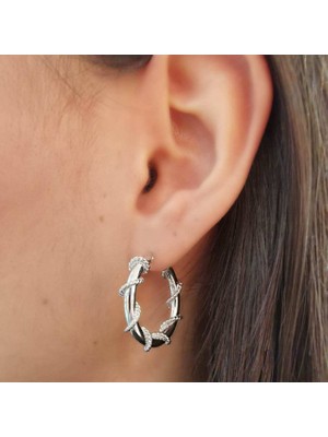 Choice Silver Halka Gümüş Küpe Sarmallı Rodyum