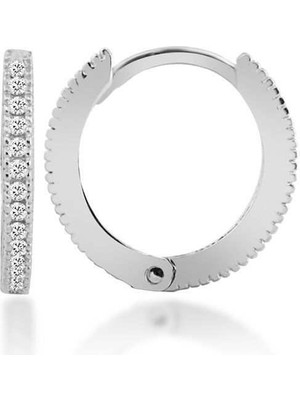 Choice Silver Halka Gümüş Küpe Zirkon Rodyum Büyük