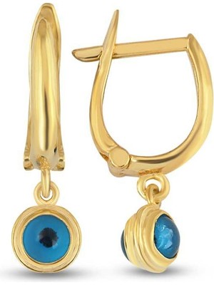 Choice Silver Göz Gümüş Küpe Sallantılı Gold