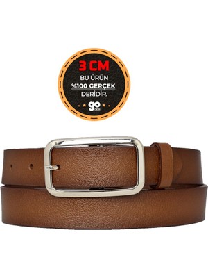 %100 Hakiki Deri, Gümüş Tokalı Kahverengi 3 cm Kadın Kemeri, Pantolon Kemeri, Şort Kemeri 3CMKDN50