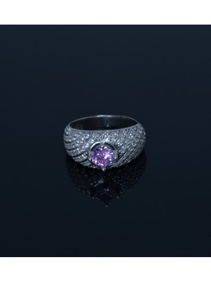 Yuvarlak Kesim Zirkon Taşlı 925 Ayar Gümüş Kadın Yüzüğü, Parmağa Göre Ayarlanır 5.40GR