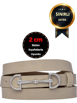 %100 Hakiki Yumuşak Nubuk Deri, 2 cm Açık Gri Kadın Kemeri; Elbise, Pantolon Kemeri D&dgümüş