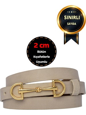 %100 Hakiki Yumuşak Nubuk Deri, 2 cm Açık Gri Kadın Kemeri; Elbise, Pantolon Kemeri D&dgold