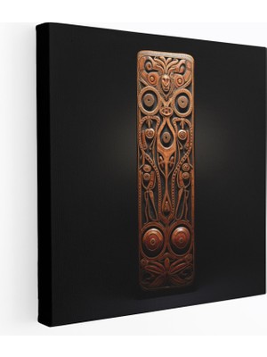 Popcas Geleneksel Aborjin Ahşap Oyma Kanvas Tablo - Atalık Ruhlar Duvar Sanatı - Aborjin Toprağın Tonları Duvar Dekorasyonu