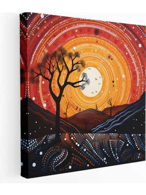 Popcas Aborjin Tuval Tablo - Sembolik Birleşim - Aborjin Soyut Unsurlar Tuval Duvar Sanatı
