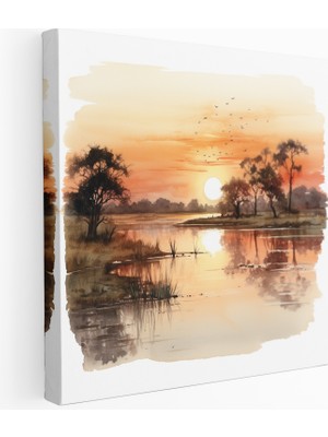 Popcas Huzur Veren Afrika Gün Batımı Kanvas Tablo